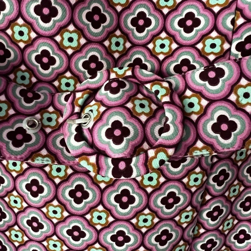 Zara Retro Print Open Back Mini Dress Pink Size Med preppy 70s mod belted barbie - Picture 5 of 16